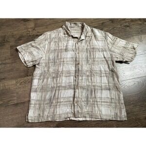 EUC Mens Caribbean‎ pure silk short sleeve button up 100% silk size L